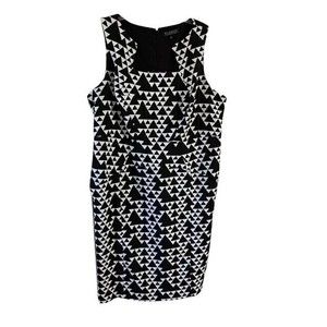Eloquii Black Geometric Print Sheath Dress Plus Size 18